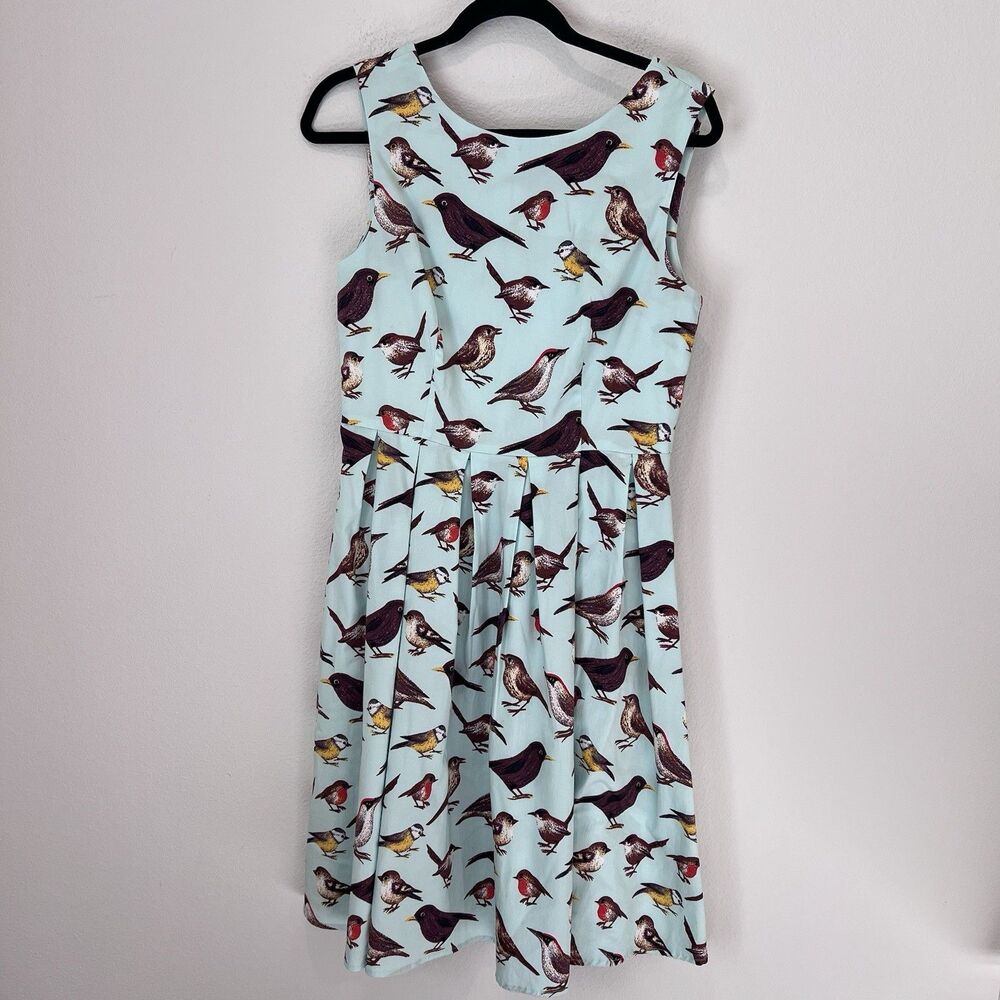 Luouse Bird Dress Womens Fit & Flare Swing Sleeveless Retro Check  Measurements!